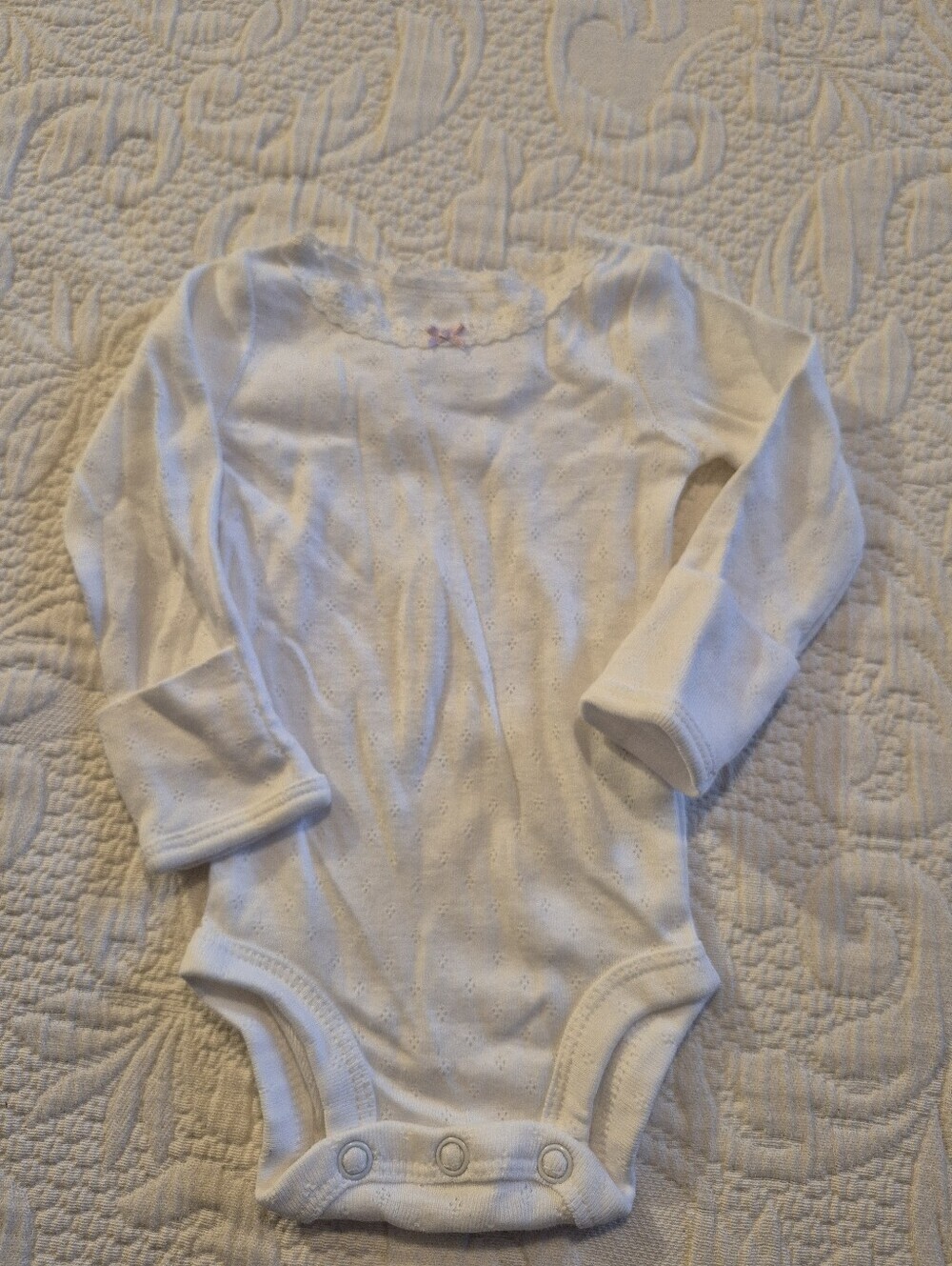 Carter's NB white pointelle bodysuit NWOT